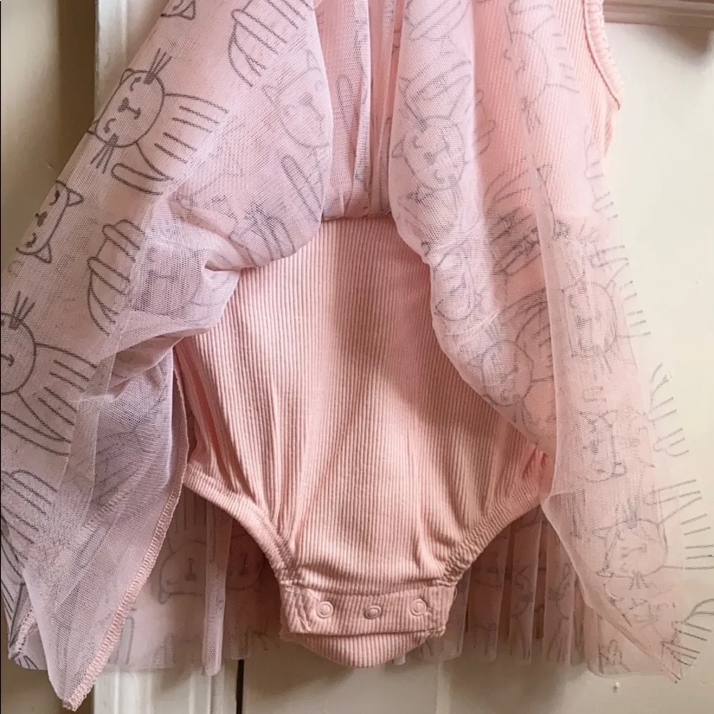 Absorba Baby Pink Ribbed Tulle Onesie Dress Infant Size 12 Months